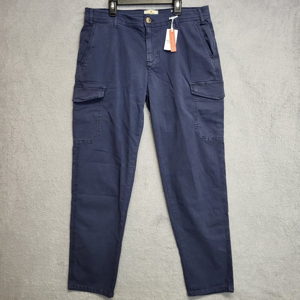 Marine Layer Pants Mens 33x30 Navy Blue Athletic Fit Cargo Straight Leg TAG 30